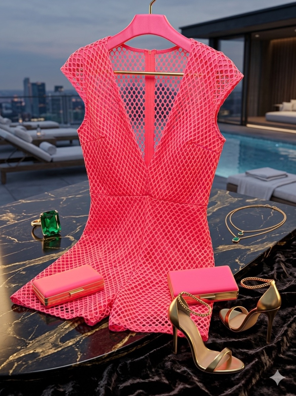 Women’s Hot Pink Mesh Romper